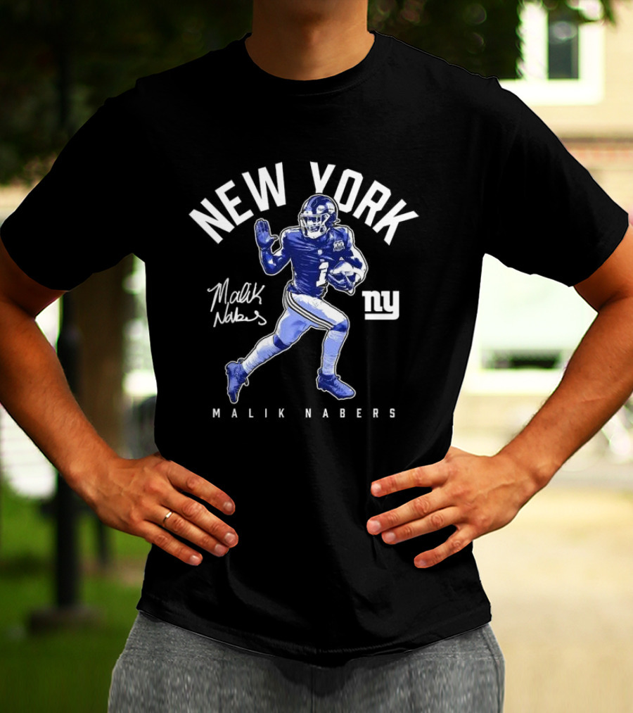 New York Malik Nabers Giants Stiff Arm T-Shirt