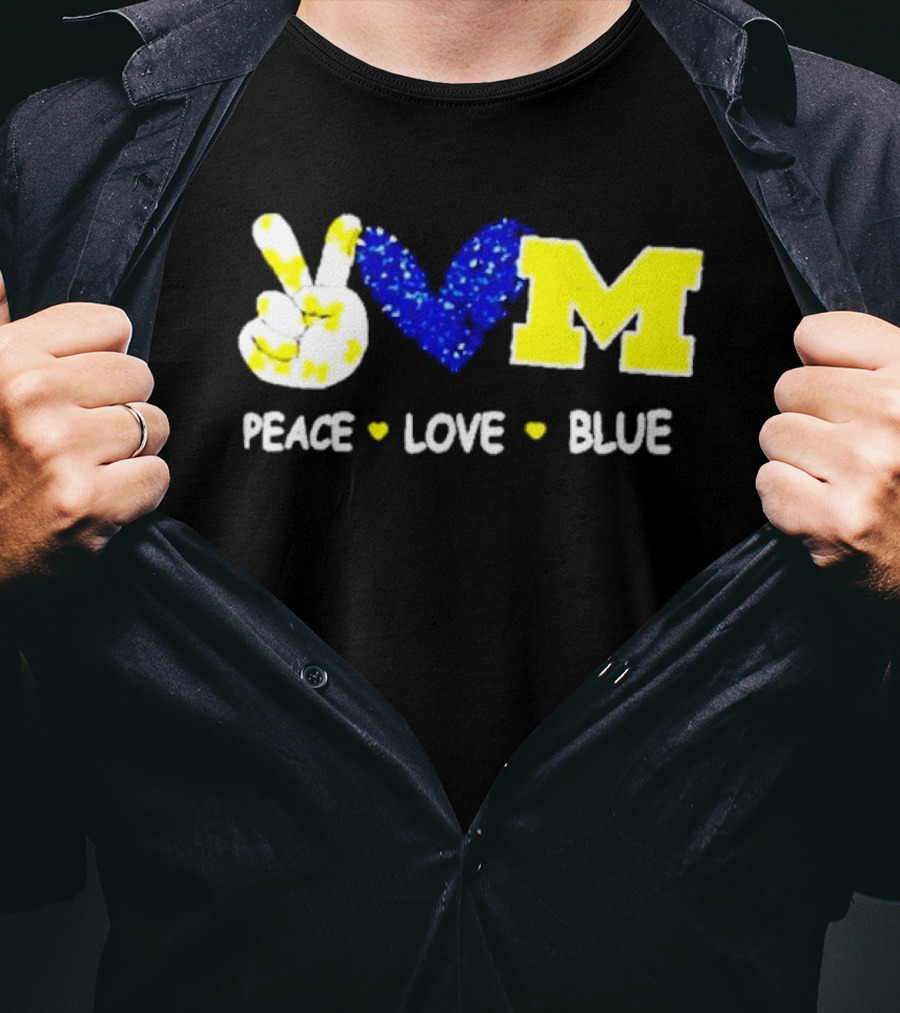 Peace Love M Blue T-Shirt