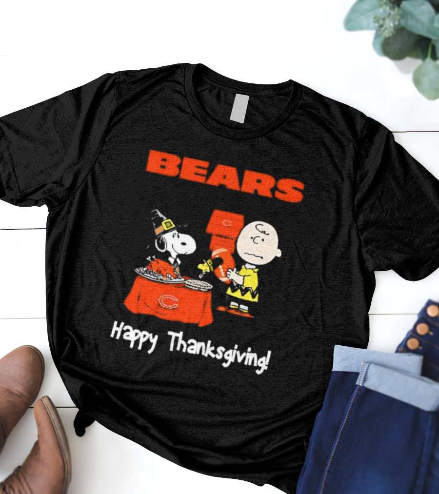 BEARS Chicago Charlie Brown And Snoopy Happy Thanksgiving T-Shirt