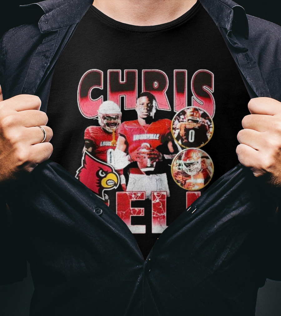 Chris Bell Louisville Cardinals Football Number 0 Retro Signature T-Shirt