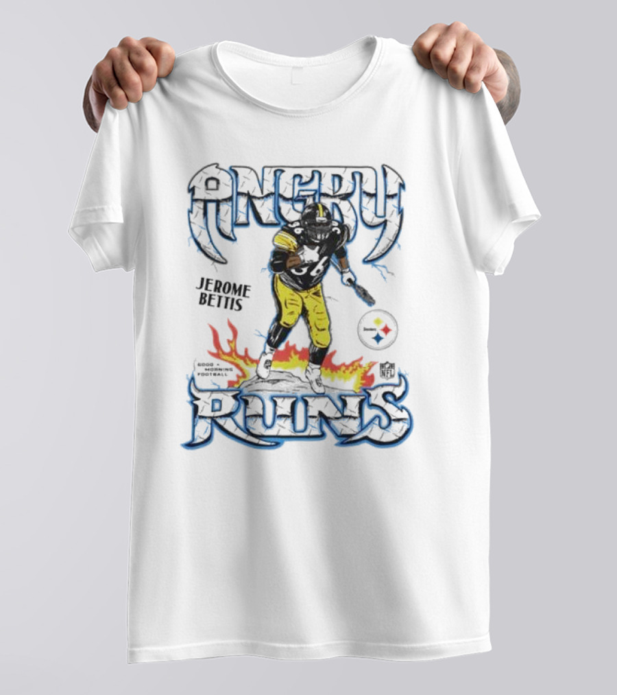 Angry Runs Jerome Bettis Pittsburgh Steelers NFL Good Morning Football T-Shirt
