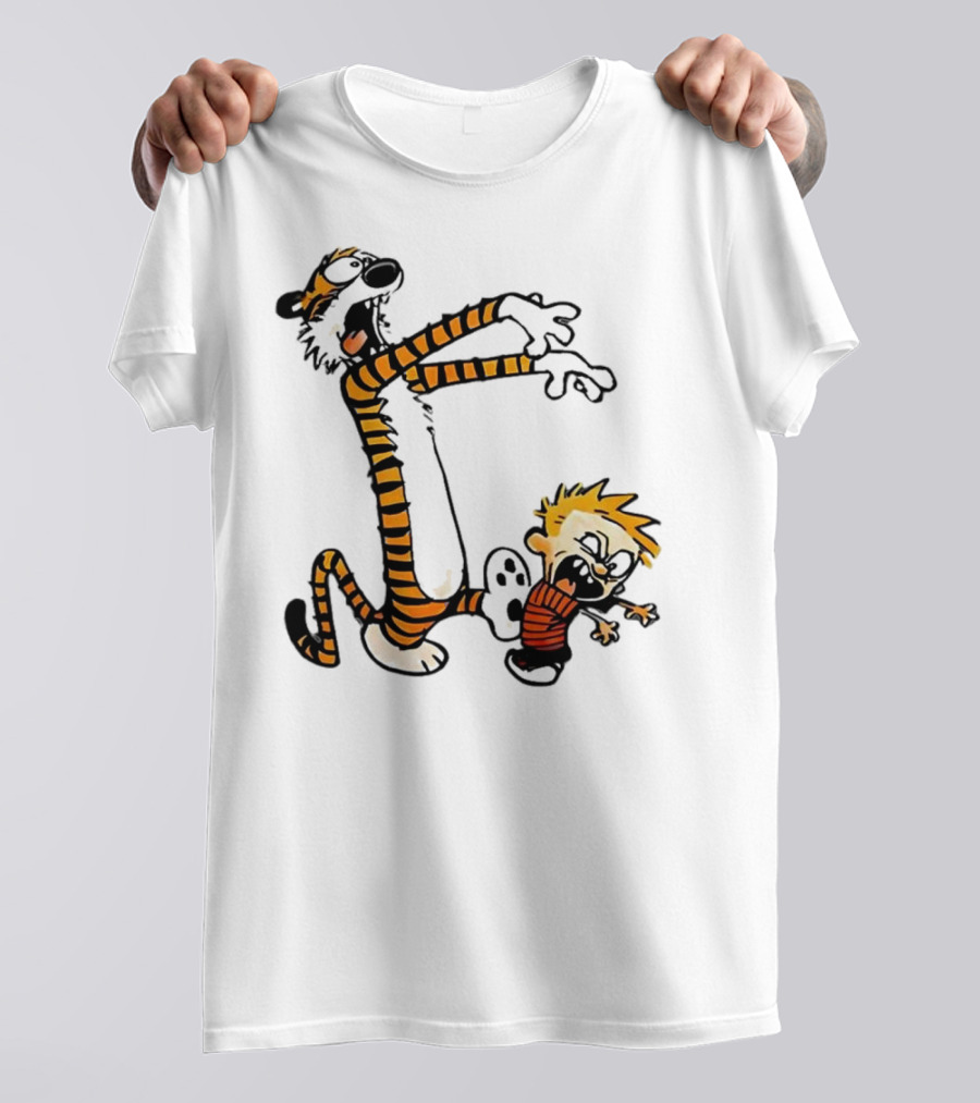 Calvin And Hobbes Playing Zombies Comic Characters Fun T-Shirt