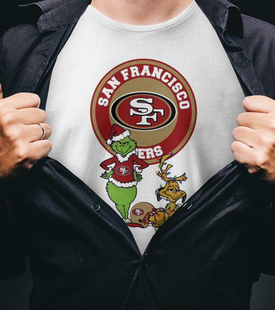 San Francisco 49ers Grinch And Max Merry Christmas T-Shirt