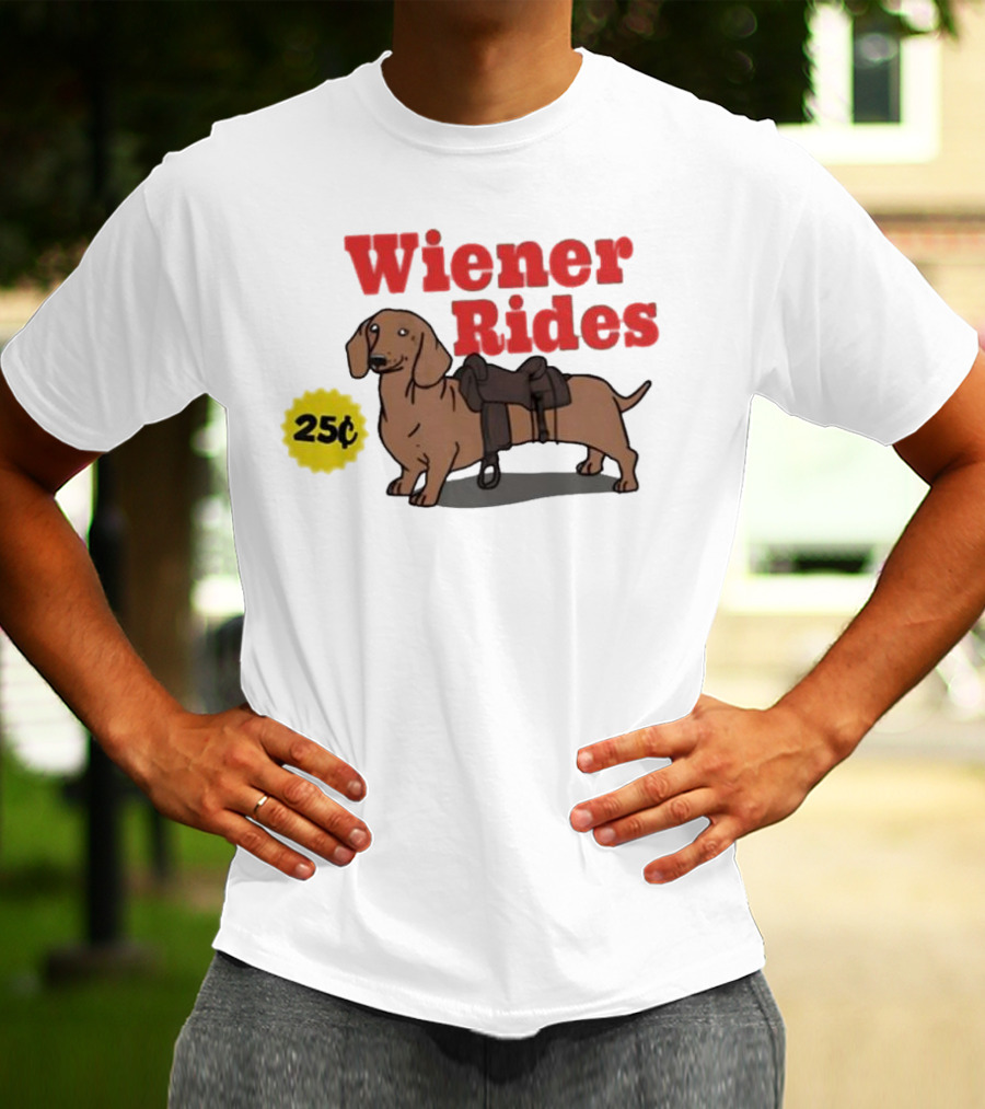 Wiener Rides 25C Dachshund With Saddle T-Shirt