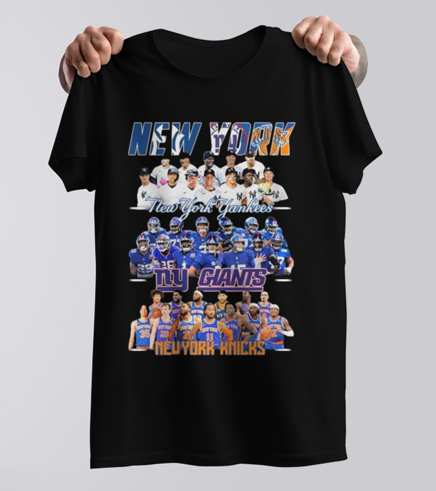New York Yankees NY Giants New York Knicks Team Players T-Shirt