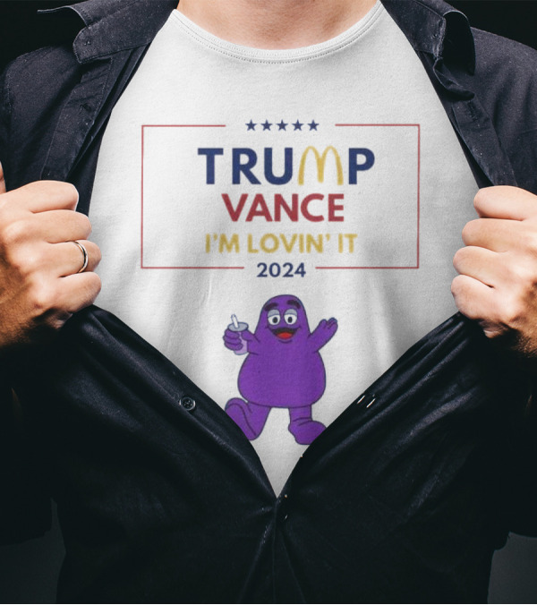 Trump Vance 2024 I'm Lovin' It Grimace Thumbs Up T-Shirt