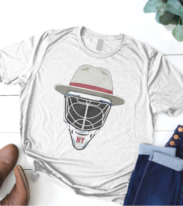 New York Rangers NY Hockey Mask Fedora Hat T-Shirt