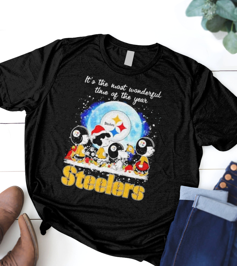 Peanuts Steelers Christmas It's The Most Wonderful Time Of The Year T-Shirt
