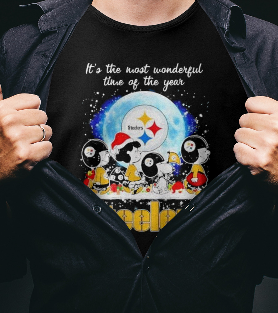 Peanuts Steelers Christmas It's The Most Wonderful Time Of The Year T-Shirt