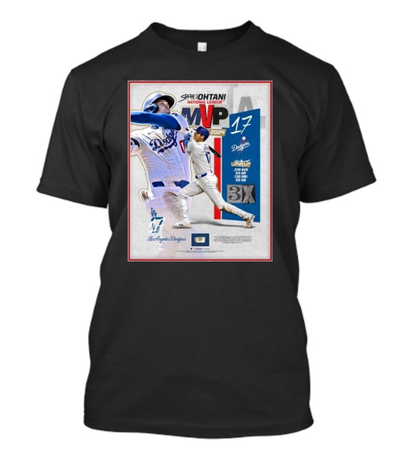 Shohei Ohtani 17 Los Angeles Dodgers 2024 National League MVP 3X MVP Stats T-Shirt