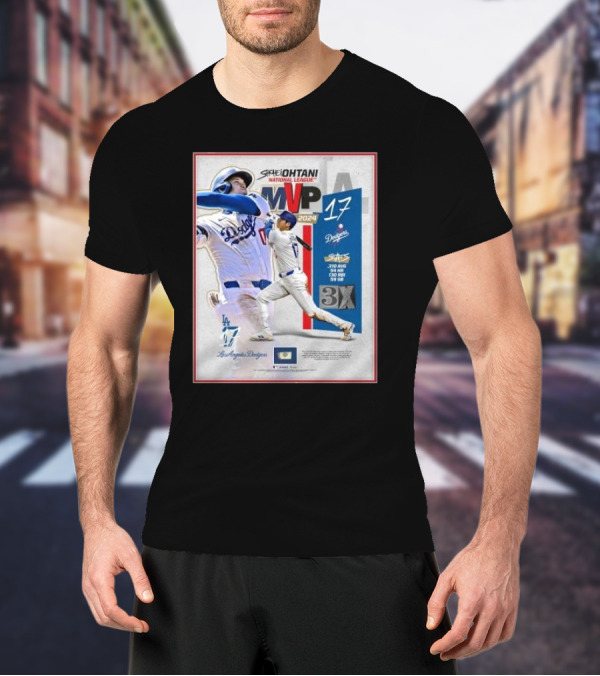 Shohei Ohtani 17 Los Angeles Dodgers 2024 National League MVP 3X MVP Stats T-Shirt