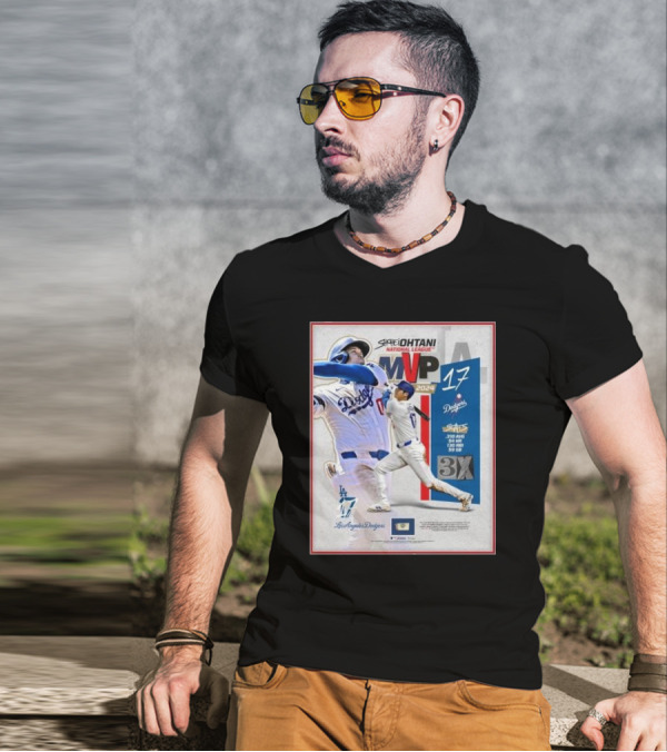 Shohei Ohtani 17 Los Angeles Dodgers 2024 National League MVP 3X MVP Stats T-Shirt