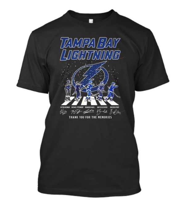 Tampa Bay Lightning Thank You For The Memories Walking Signatures 2024 Victor Hedman Michael Eyssimont Brandon Hagel Nikita Kucherov Brayden Point T-Shirt