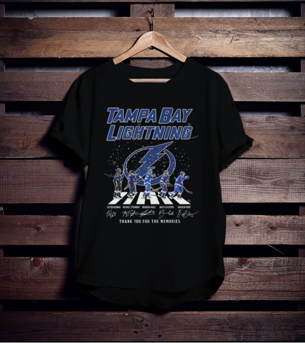 Tampa Bay Lightning Thank You For The Memories Walking Signatures 2024 Victor Hedman Michael Eyssimont Brandon Hagel Nikita Kucherov Brayden Point T-Shirt