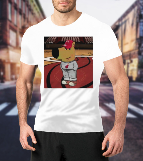 Chill Guy Dog Miami Heat Basketball Mascot T-Shirt