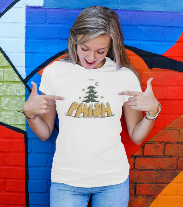 Phish Lodgewood Christmas Tree Snow Stars Moon T-Shirt