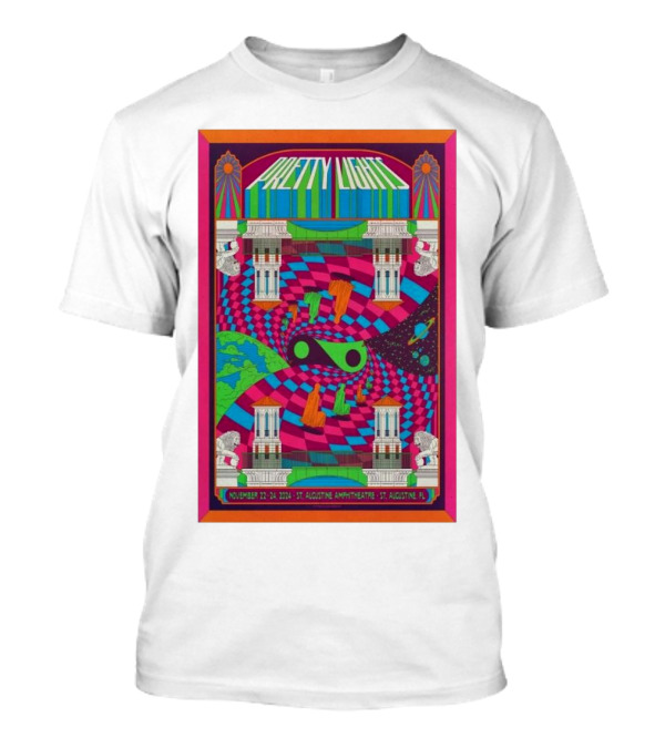 Pretty Lights Nov 22-24 2024 St. Augustine Amphitheatre Psychedelic Poster With Cosmic Spiral And Greco-Roman Architecture T-Shirt