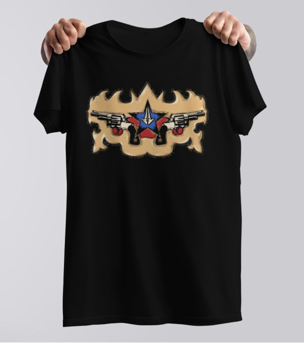 Jesse James Dupree Guns 2024 Star And Pistols With Flames T-Shirt
