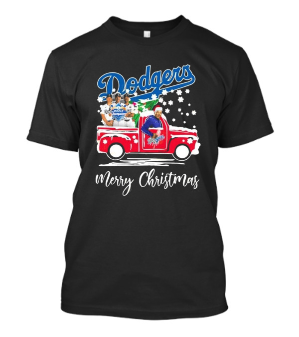 Merry Christmas Los Angeles Dodgers 2024 World Champions Santa Truck Snowflake T-Shirt