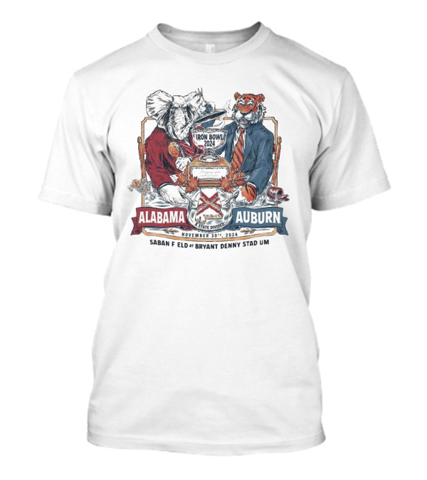 Iron Bowl 2024 Alabama Crimson Tide Vs Auburn Tigers November 30th Saban Field At Bryant Denny Stadium State Divided T-Shirt