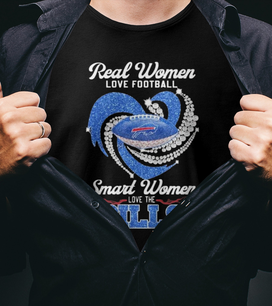 Real Women Love Football Smart Women Love The Bills Diamond Heart Buffalo Bills T-Shirt