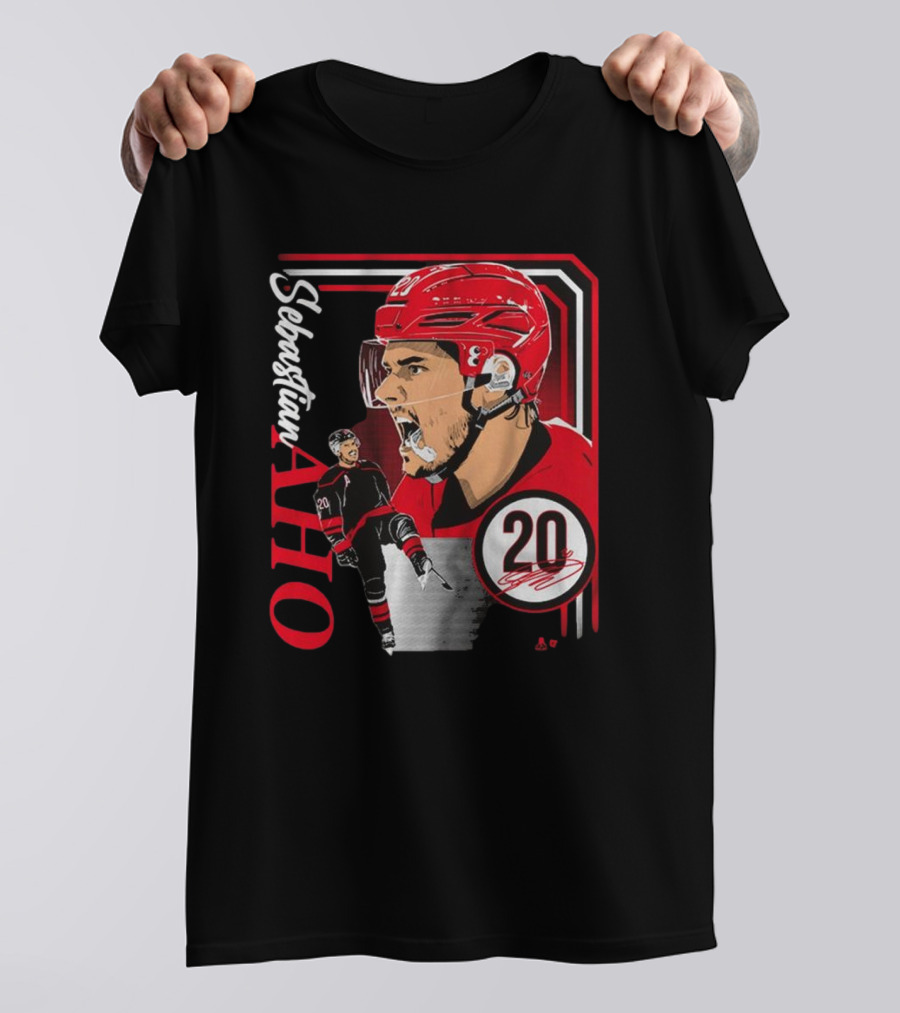 Sebastian Aho Number 20 Hockey Collage Frame T-Shirt