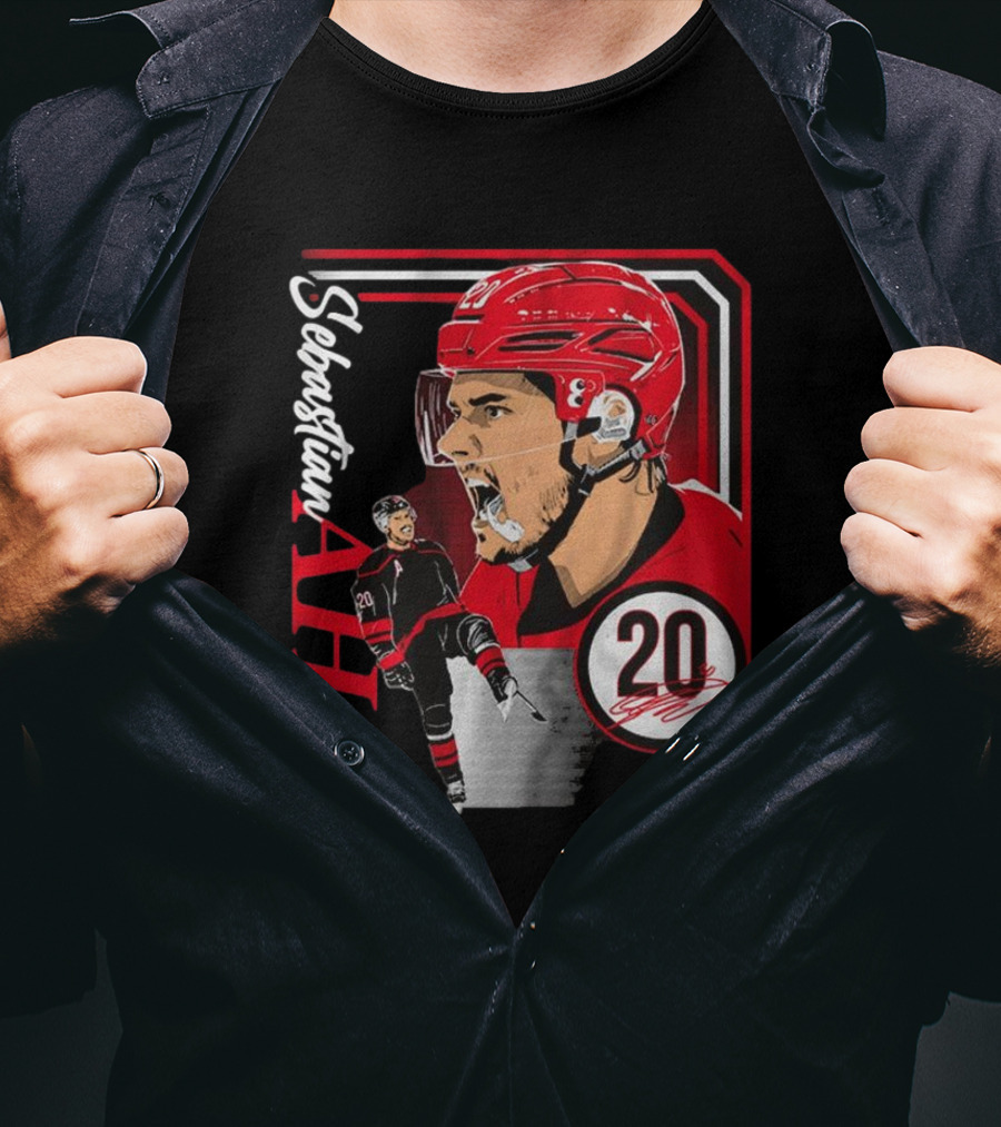 Sebastian Aho Number 20 Hockey Collage Frame T-Shirt