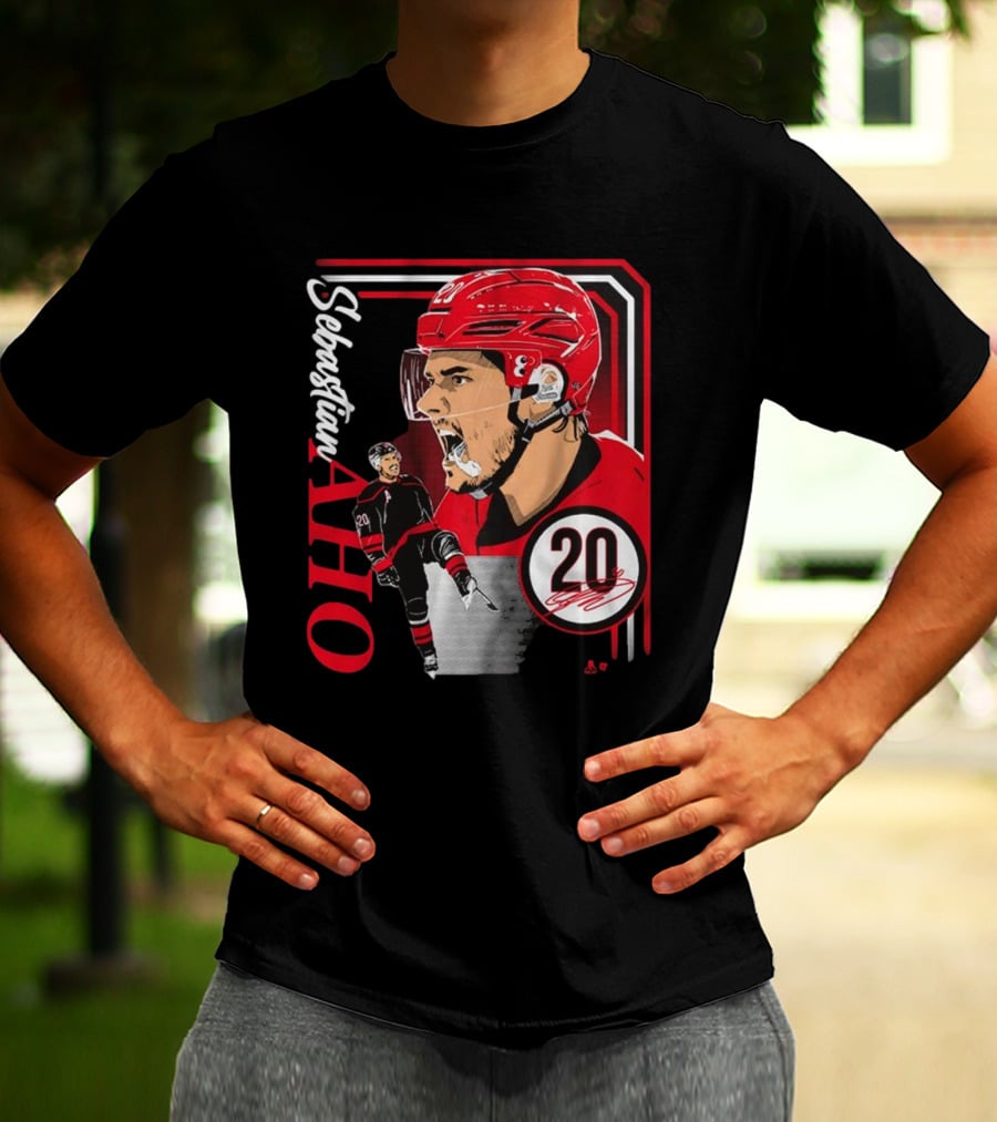 Sebastian Aho Number 20 Hockey Collage Frame T-Shirt