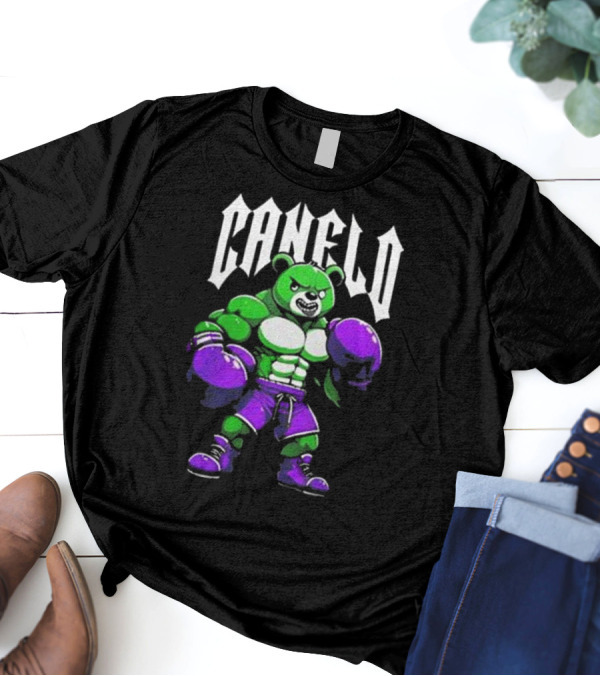 Canelo Boxing Bear In Green And Purple Gear T-Shirt