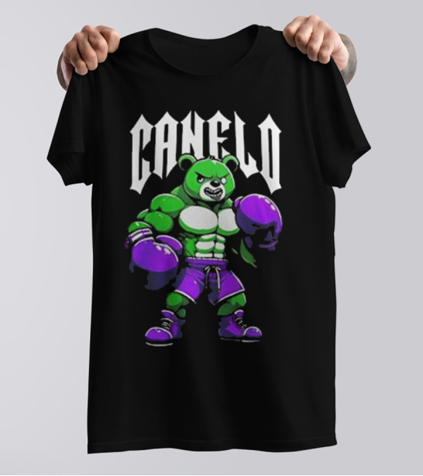 Canelo Boxing Bear In Green And Purple Gear T-Shirt