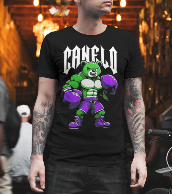 Canelo Boxing Bear In Green And Purple Gear T-Shirt