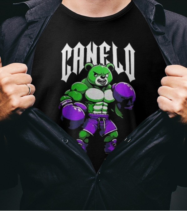 Canelo Boxing Bear In Green And Purple Gear T-Shirt