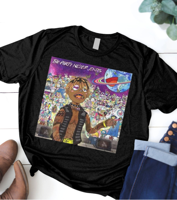 The Party Never Ends Juice Wrld Final Album Cartoon Character Crowd Planet Stage T-Shirt
