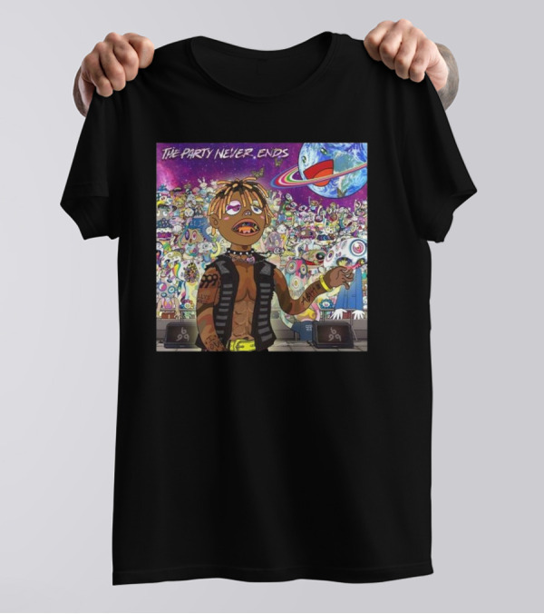 The Party Never Ends Juice Wrld Final Album Cartoon Character Crowd Planet Stage T-Shirt