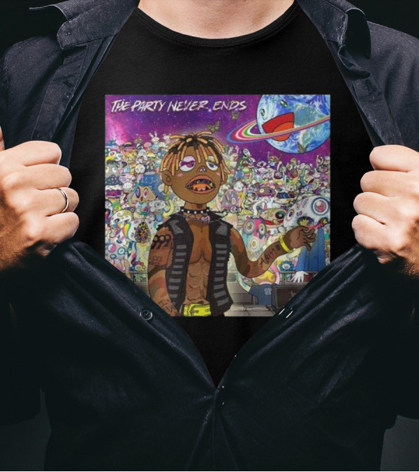 The Party Never Ends Juice Wrld Final Album Cartoon Character Crowd Planet Stage T-Shirt