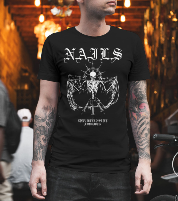 NAILS They Will Not Be Forgotten Skeleton Barbed Wire Halo T-Shirt