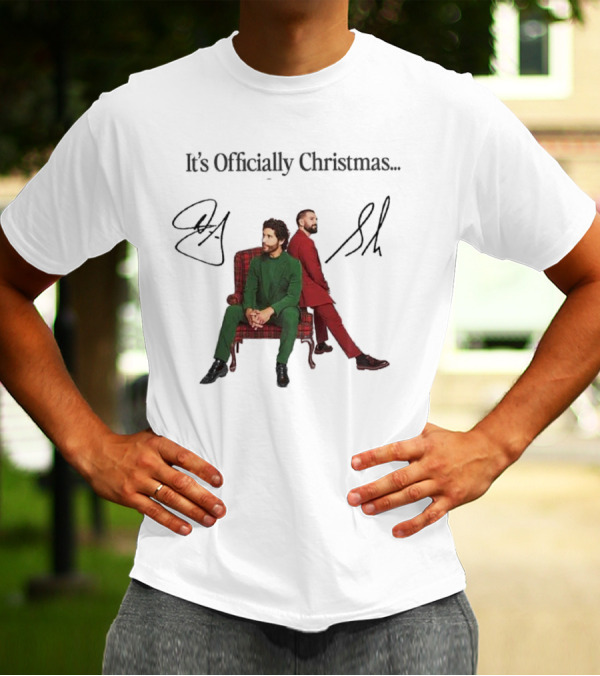 Dan And Shay It's Officially Christmas Signatures Plaid Chair Suits T-Shirt