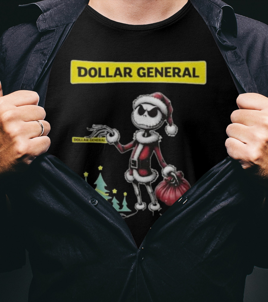 Santa Jack Skellington Dollar General Merry Christmas T-Shirt