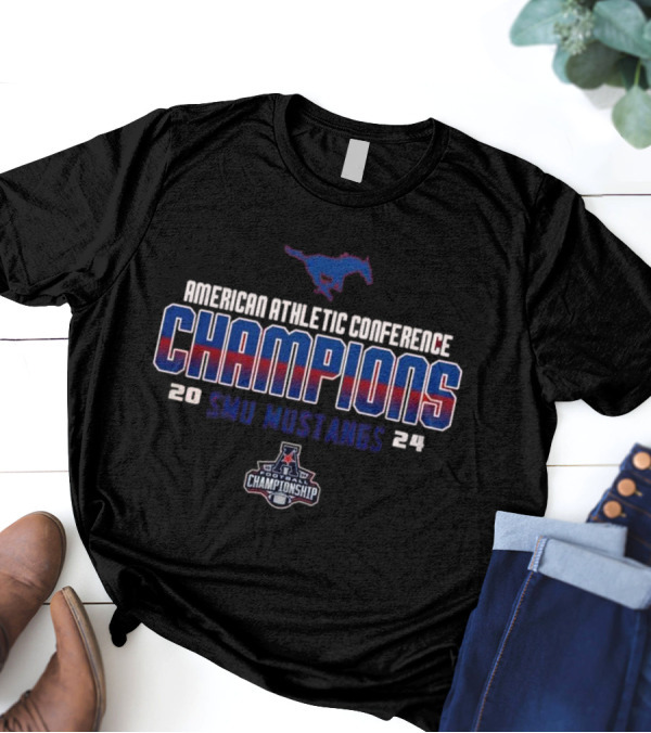 American Athletic Conference Champions 2024 SMU Mustangs Football Championship T-Shirt