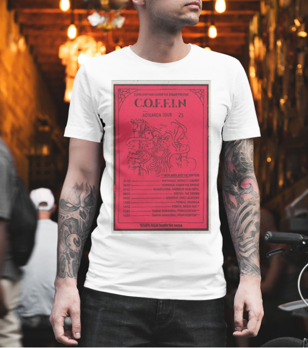 C.O.F.F.I.N Aotearoa Tour 2025 With Amyl And The Sniffers Tickets From Under The Radar T-Shirt