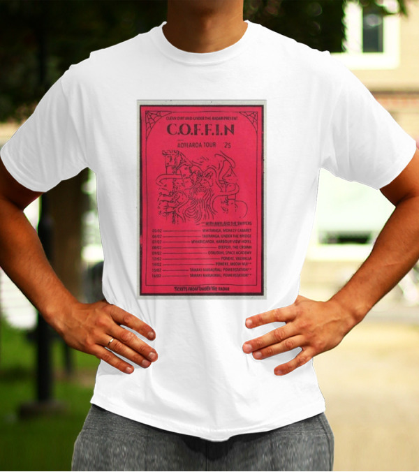 C.O.F.F.I.N Aotearoa Tour 2025 With Amyl And The Sniffers Tickets From Under The Radar T-Shirt