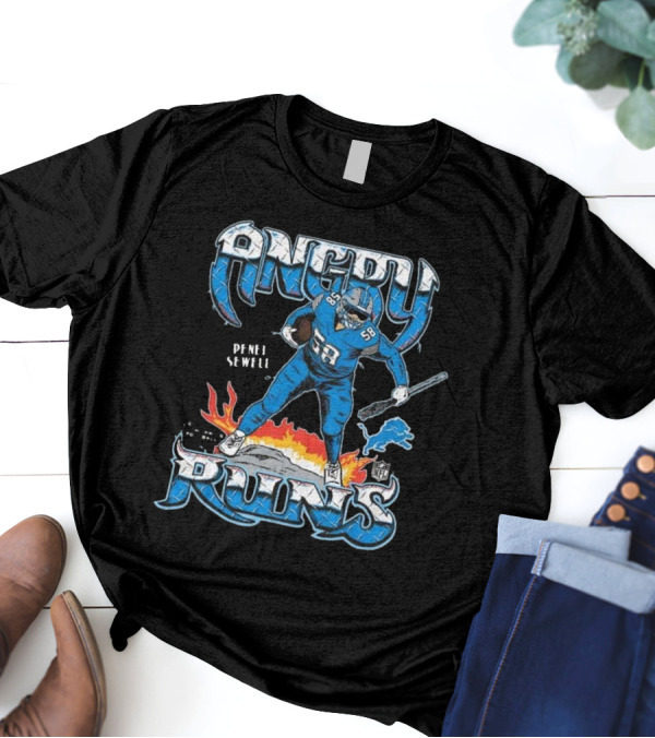 Penei Sewell Detroit Lions Angry Runs NFL Player 58 T-Shirt