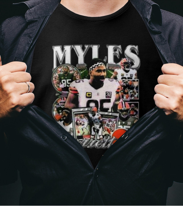 Myles Garrett 95 Cleveland Browns Vintage Collage T-Shirt