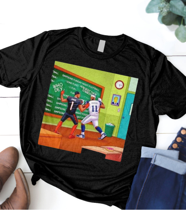 Simpsons Funday Night Football Cowboys Vs Bengals Chase Vs Parsons T-Shirt