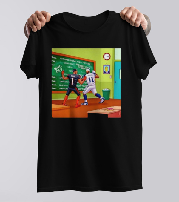 Simpsons Funday Night Football Cowboys Vs Bengals Chase Vs Parsons T-Shirt