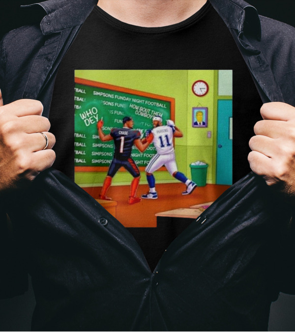Simpsons Funday Night Football Cowboys Vs Bengals Chase Vs Parsons T-Shirt