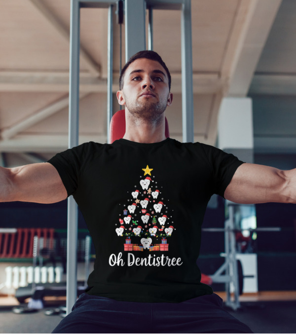 Oh Dentistree Christmas Tree With Tooth Ornaments And Gifts T-Shirt