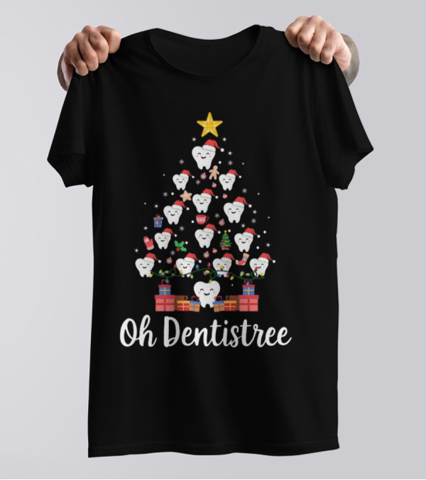 Oh Dentistree Christmas Tree With Tooth Ornaments And Gifts T-Shirt