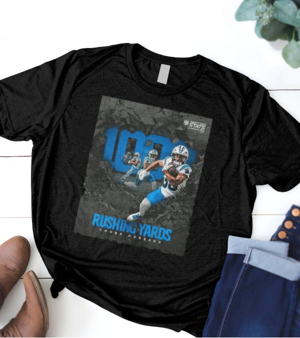 Carolina Panthers 1000 Rushing Yards Chuba Hubbard Next Gen Stats T-Shirt