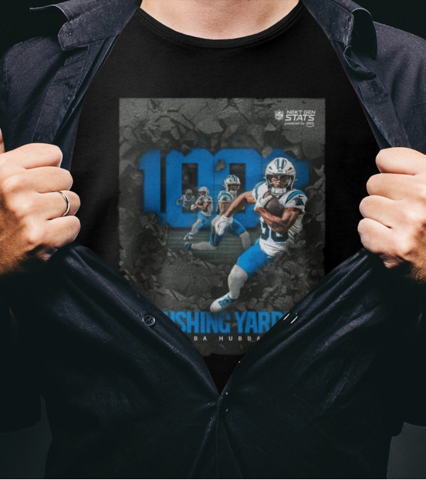 Carolina Panthers 1000 Rushing Yards Chuba Hubbard Next Gen Stats T-Shirt